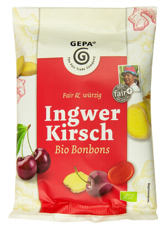 Bomboane, Caramele si Jeleuri - Gepa - Dropsuri bio cu ghimbir si cirese, 100g