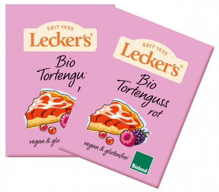 Ingrediente si produse patiserie - Glazura de gelatina bio rosie, 2x10g Lecker's