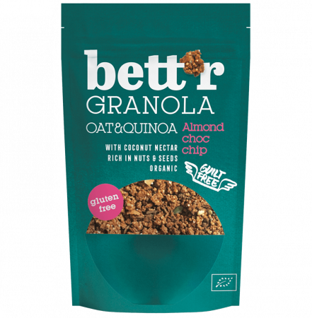 Cereale, fulgi din cereale, mic dejun - Granola cu migdale si ciocolata fara gluten eco 300g Bettr