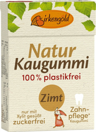 Ingrijire personala - Guma de mestecat cu xylitol pentru ingrijirea dintilor, scortisoara, 28g Birkengold