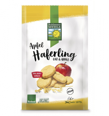 Biscuiti si napolitane - Haferling biscuiti bio crocanti din ovaz cu mere, 125g Bohlsener Muhle