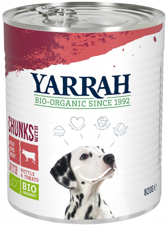 Hrana si cosmetice pentru animale - Hrana umeda bio pentru caini, bucati de vita in sos, 820g Yarrah