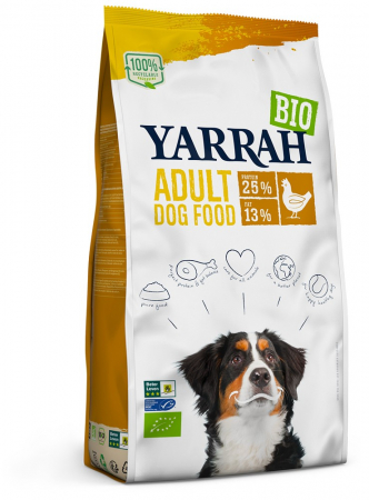 Hrana si cosmetice pentru animale - Hrana uscata bio pentru caini adult, cu carne de pui, 25% proteina si 13% grasimi, 2kg Yarrah