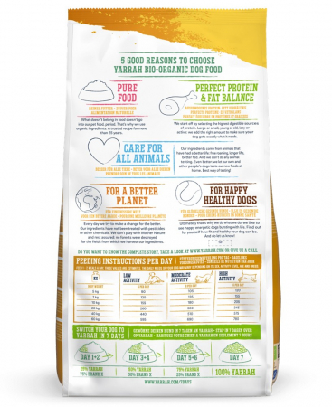 Hrana uscata bio pentru caini adult, cu carne de pui, 25% proteina si 13% grasimi, 2kg Yarrah [2]