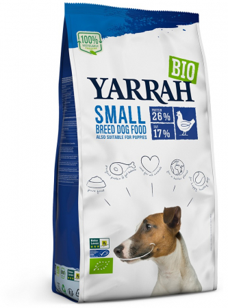 Hrana si cosmetice pentru animale - Hrana uscata bio pentru caini talie mica, cu carne de pui, 26% proteina si 17% grasimi, 2kg Yarrah
