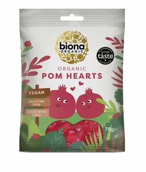 Bomboane, Caramele si Jeleuri - Jeleuri inimioare cu rodie eco 75 g 