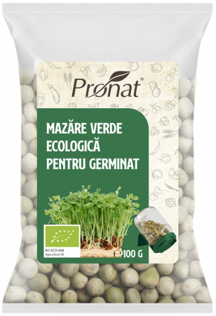 Alimente - Mazare verde bio pentru germinat, 100g Pronat