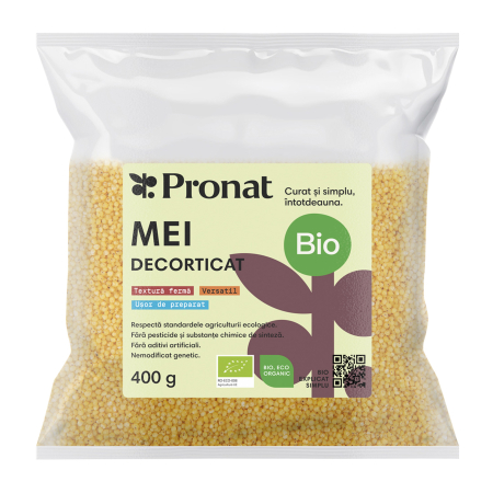 Cereale, fulgi din cereale, mic dejun - Mei bio decorticat, 400g Pronat