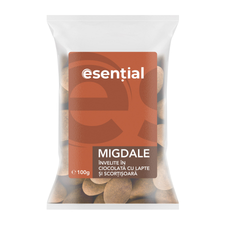 Alimente - Migdale invelite in ciocolata cu lapte si scortisoara, 100g Esential