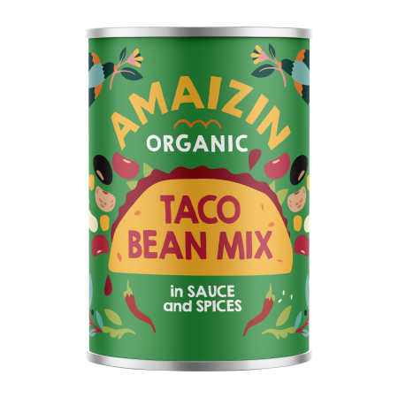 Conserve, Pateuri, creme tartinabile - Mix bio de fasole pentru taco, n sos cu condimente, 400g Amaizin