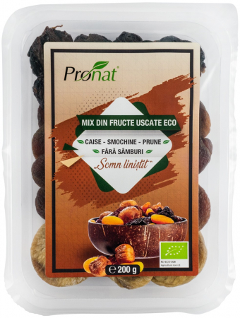 Alimente - Mix de fructe uscate bio Somn linistit, caise, smochine si prune, fara samburi, 200g Pronat