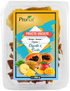 Seminte, fructe uscate, samburi - Mix de fructe uscate Digestiv si exotic 200g Pronat