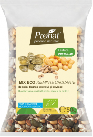 Seminte, fructe uscate, samburi - Mix Seminte bio crocante, 50g Pronat