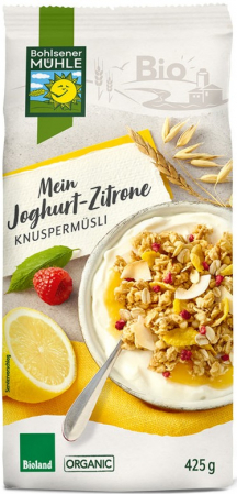 Cereale, fulgi din cereale, mic dejun - MUSLI BIO CROCANT CU IAURT SI LAMAIE, 425G BOHLSENER MUHLE