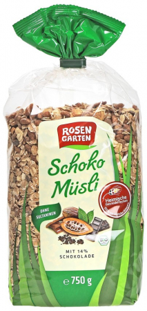 Biscuiti si napolitane - Musli bio cu ciocolata, 750g Rosen Garten