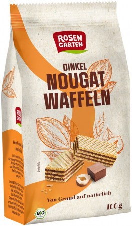 Biscuiti si napolitane - Napolitane bio din grau spelta cu crema de nougat, 100g Rosen Garten