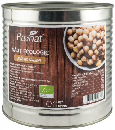 Conserve, Pateuri, creme tartinabile - Naut bio gata de consum 2.5kg Pronat
