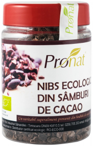 Cacao si inlocuitori - Nibs bio din samburi de cacao, 130g Pronat