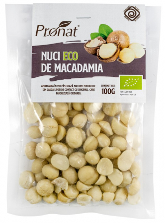 Alimente - Nuci bio de macadamia crude 100g Pronat