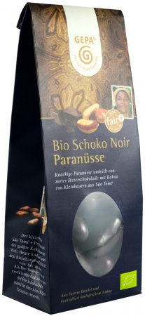 Dulciuri bio - Nuci braziliene glazurate cu ciocolata neagra, bio, 100g Gepa