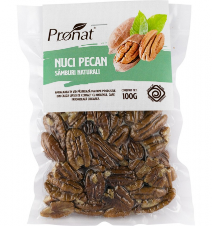 Seminte, fructe uscate, samburi - Nuci pecan, samburi naturali 100g Pronat