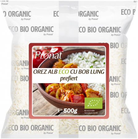 Orez, Faina si Premixuri - Orez alb bio cu bob lung, prefiert, 500g Pronat