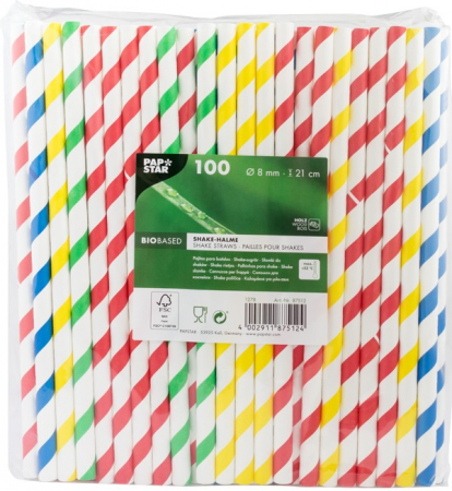 Ajutor in bucatarie - Paie din carton bio pentru Shakes, 100 bucati Pap Star