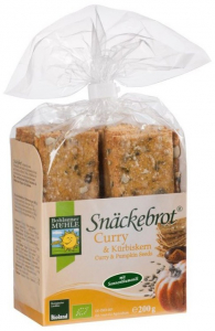 Snacksuri - Paine bio crocanta cu seminte de dovleac si curry, 200g Bohlsener Muhle