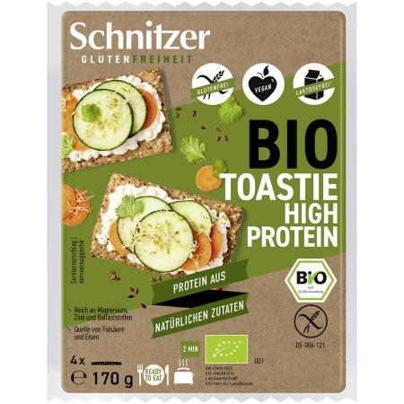 Alimente - Paine bio toast bogata in proteina, 4 felii, fara gluten