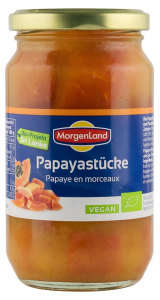 Dulceturi, gemuri, compoturi - Papaya bio in suc de ananas, 350g Morgenland
