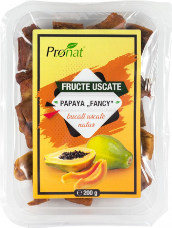Seminte, fructe uscate, samburi - Papaya Fancy Fructe uscate natur 200g Pronat