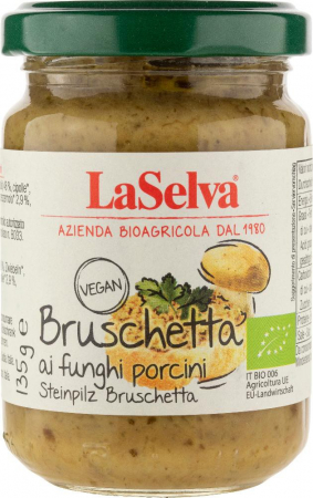 Produse vegan si de post - Pasta bio Bruschetta pe baza de ciuperci porcini, 130g LaSelva