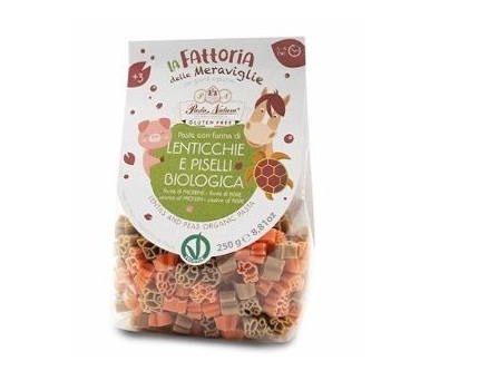 Produse pentru copii - Paste cu faina de linte rosie si mazare verde fara gluten pentru copii, eco 250g Pasta Natura