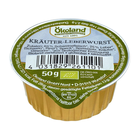 Conserve, Pateuri, creme tartinabile - Pate bio cu ficat si verdeturi, 50g Okoland