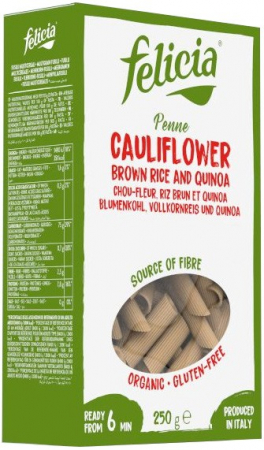 Alimente - Penne bio din orez brun si quinoa, cu conopida, 250G Felicia