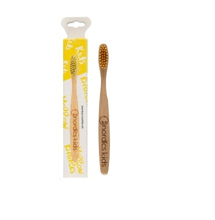 Cosmetice pentru copii - Periuta de dinti pentru copii din bambus, galbena, Nordics