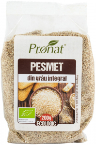 Cereale, fulgi din cereale, mic dejun - Pesmet bio din grau integral, 200g Pronat