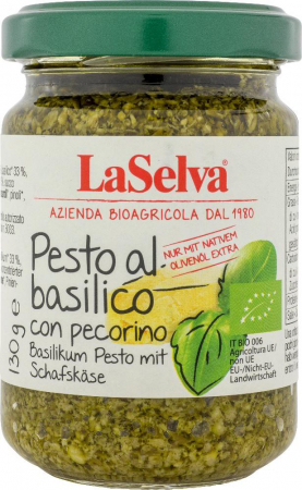 Tendinte - Pesto bio cu busuioc si branza de oaie, 130g LaSelva