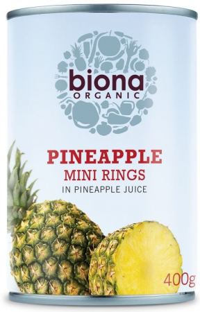 Conserve, Pateuri, creme tartinabile - Rondele mini de ananas in suc de ananas bio 400g Biona