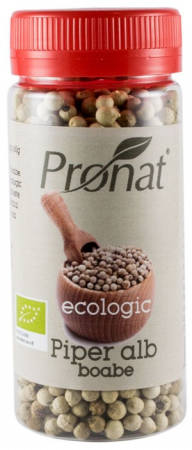 Condimente - Piper alb boabe, bio, 60g Pronat