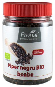 Mixuri, condimente si mirodenii - Piper negru bio boabe, 140g Pronat
