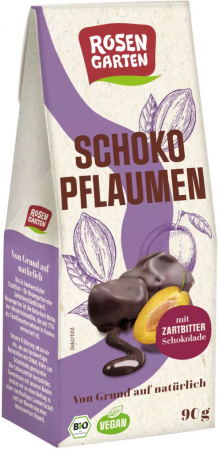 Dulciuri bio - Prune bio glazurate in ciocolata neagra, 90g Rosen Garten