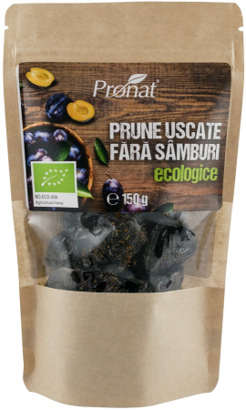 Seminte, fructe uscate, samburi - Prune uscate bio, fara samburi, 150g Pronat
