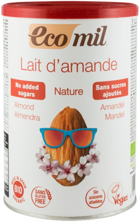 Sucuri de fructe - Pudra bio instant pentru bautura de migdale natur, 400g Ecomil