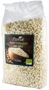 Cereale, fulgi din cereale, mic dejun - Puffy bio din orez expandat natur, 200g Pronat