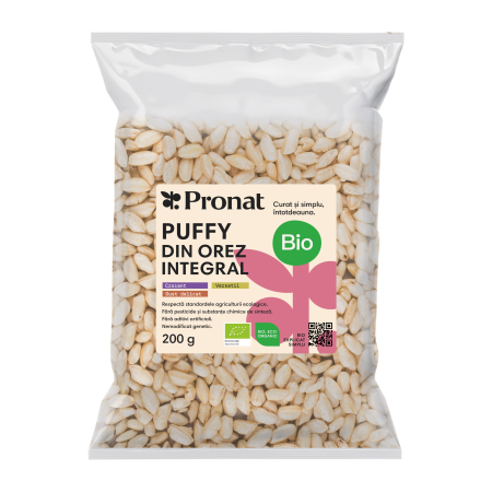 Cereale, fulgi din cereale, mic dejun - Puffy bio din orez expandat natur, 200g Pronat
