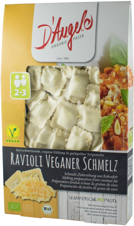Tendinte - Ravioli bio cu branza fondanta vegana, 250g D'angelo Pasta