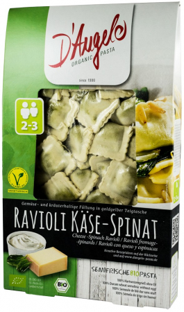 Tendinte - Ravioli bio cu branza si spanac, 250g D'angelo Pasta