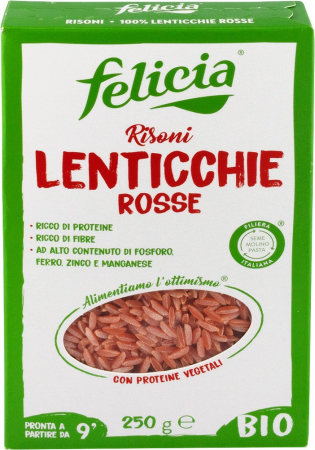 Tendinte - Risoni cu linte rosie, bio, 250g Felicia