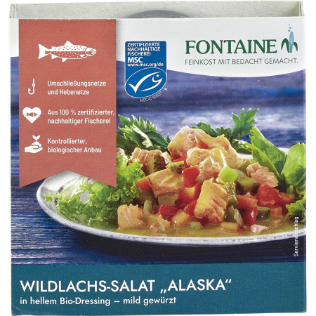 Alimente - Salata de somon salbatic Alaska in dressing bio usor condimentat